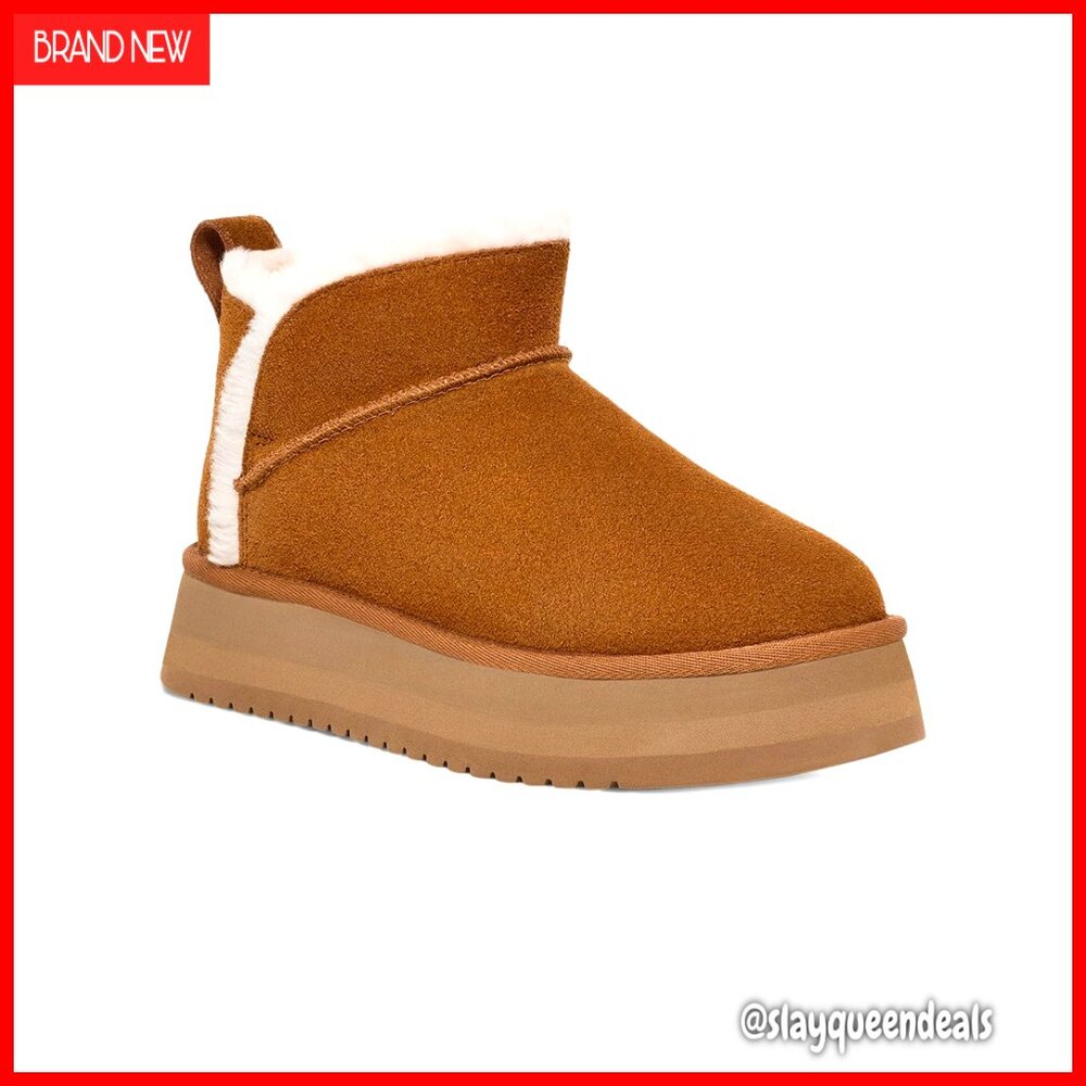 Suede Ankle Boots With Faux Fur Lining, Pull-On Style For Casual Wear
